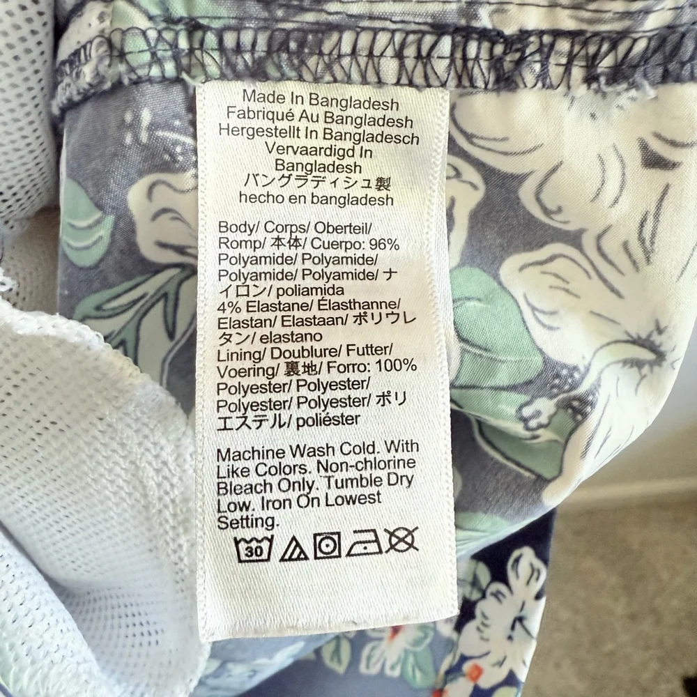 J. Crew Men's Blue Green Floral Swim Trunks Shorts Size Medium
